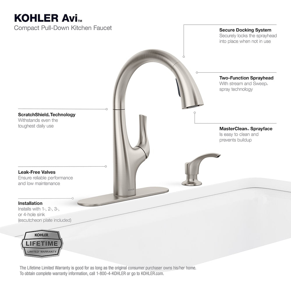 Avi Pull-out 1-Handle Kitchen Sink Faucet in Vibrant Stainless