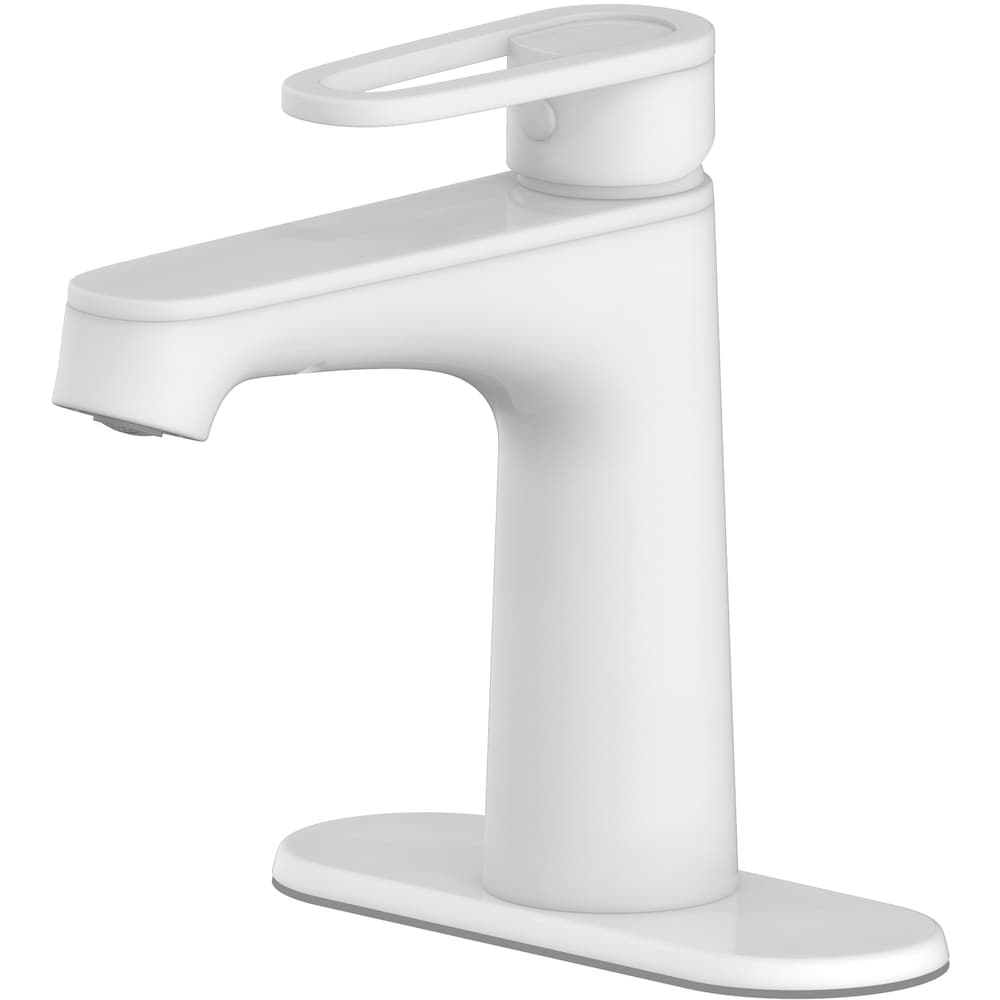 Robinet de salle de bain monotrou à poignée unique Kendrick en blanc mat