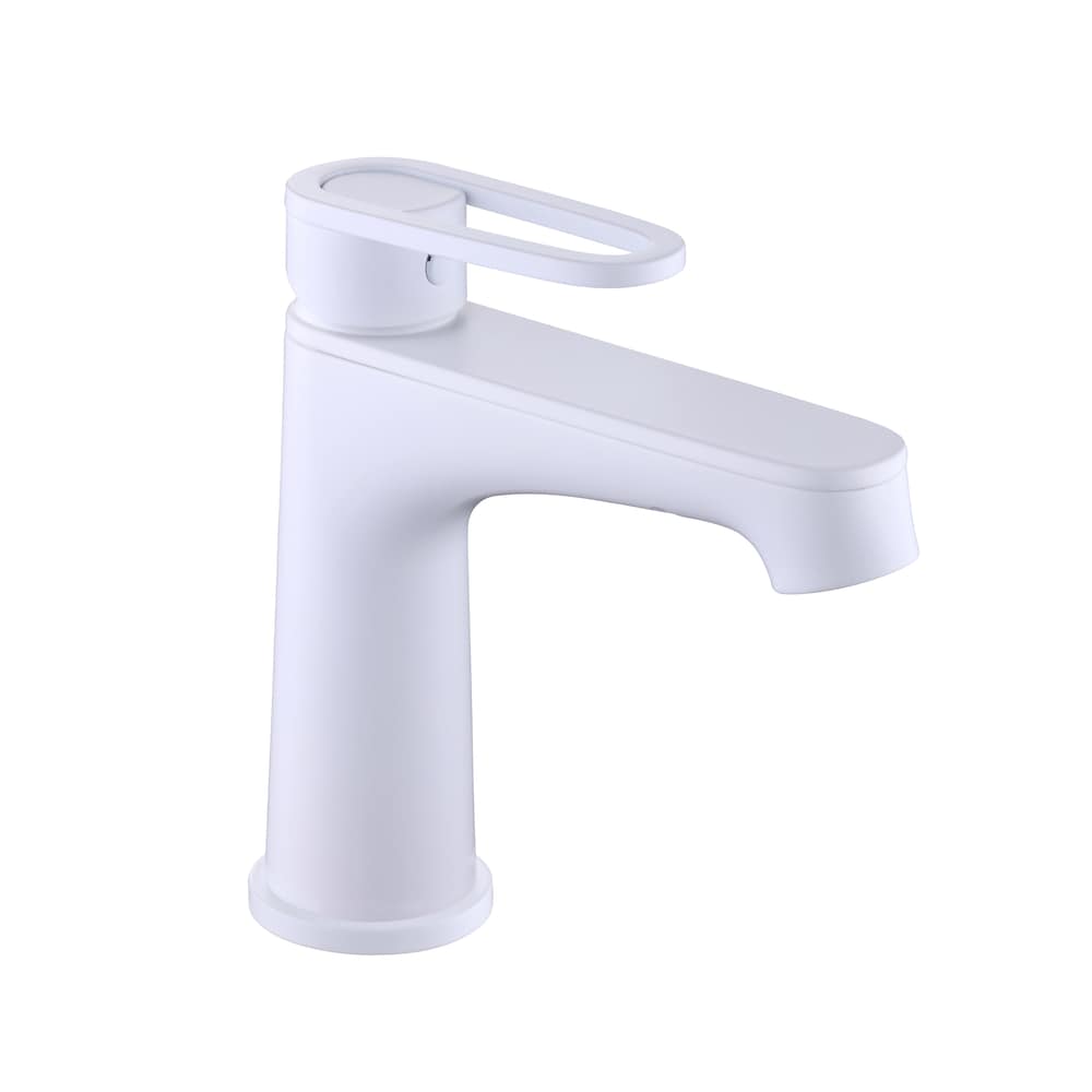 Robinet de salle de bain monotrou à poignée unique Kendrick en blanc mat