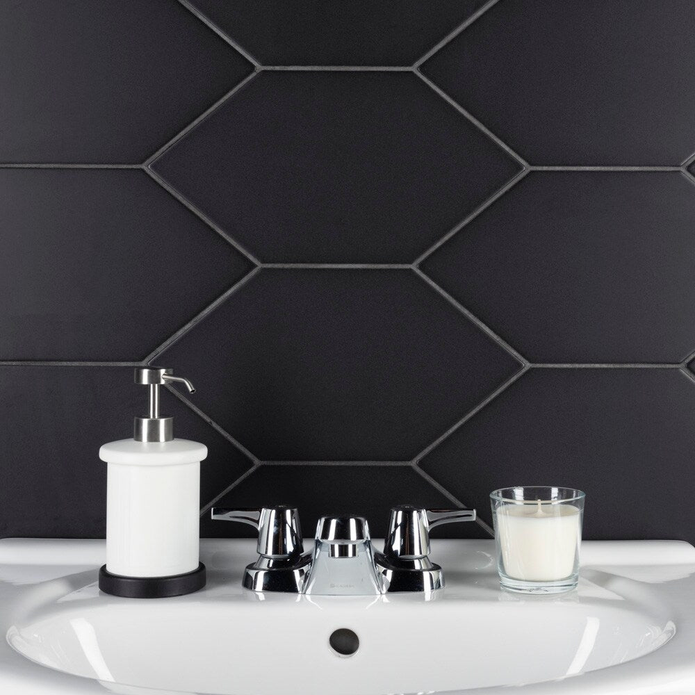 Textile Basic Kayak Black 6-1/2 in. x 12-1/2 in. Porcelain Floor and Wall Tile (8.4 sq. ft./Case)