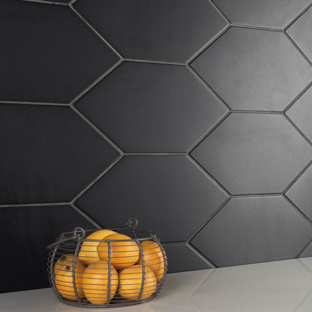 Textile Basic Kayak Black 6-1/2 in. x 12-1/2 in. Porcelain Floor and Wall Tile (8.4 sq. ft./Case)