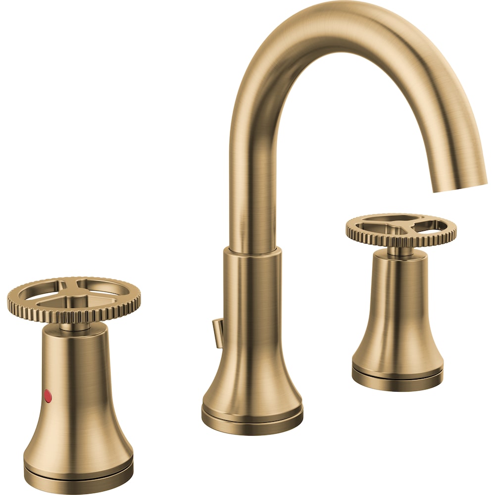 Robinet de lavabo de salle de bain WaterSense à 2 poignées et à large entraxe de 8 pouces de Trinsic en bronze champagne