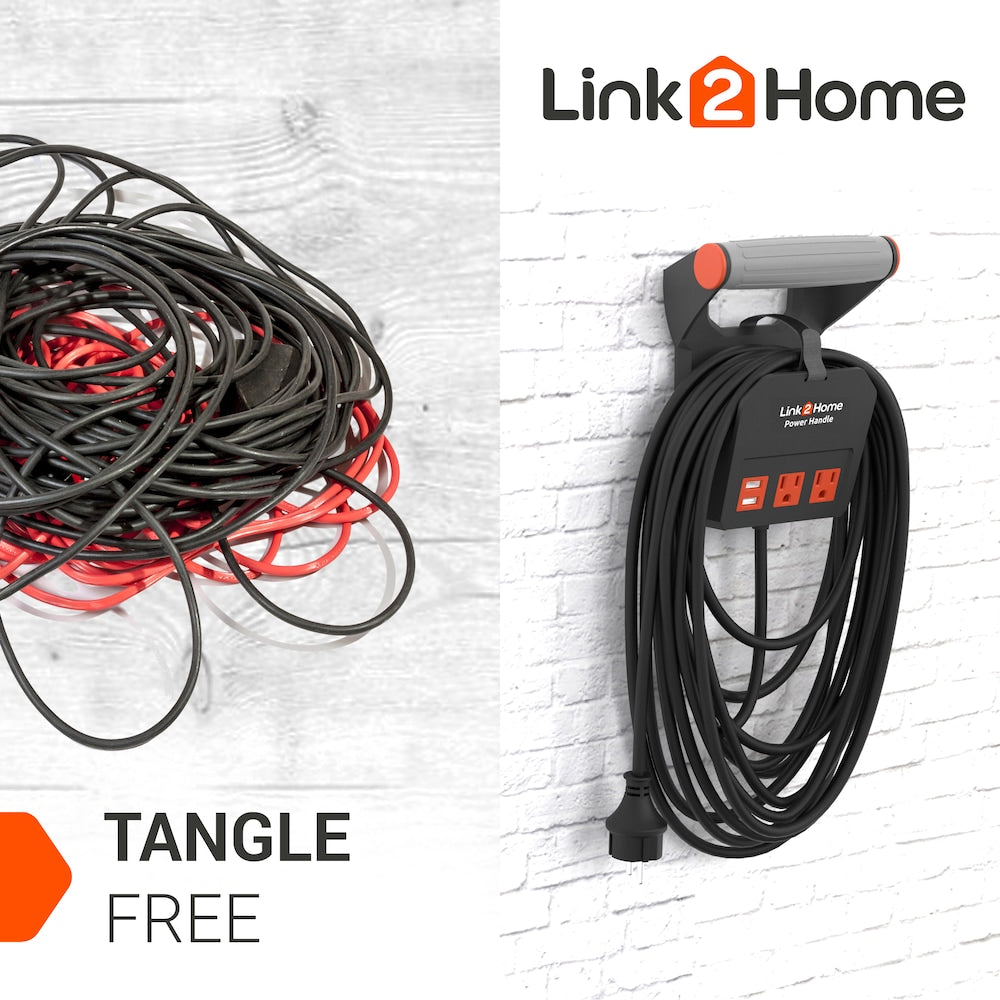 Power Handle 20 ft. Extension Cord 2 Power Outlets with USB - 14 AWG SJT Cable