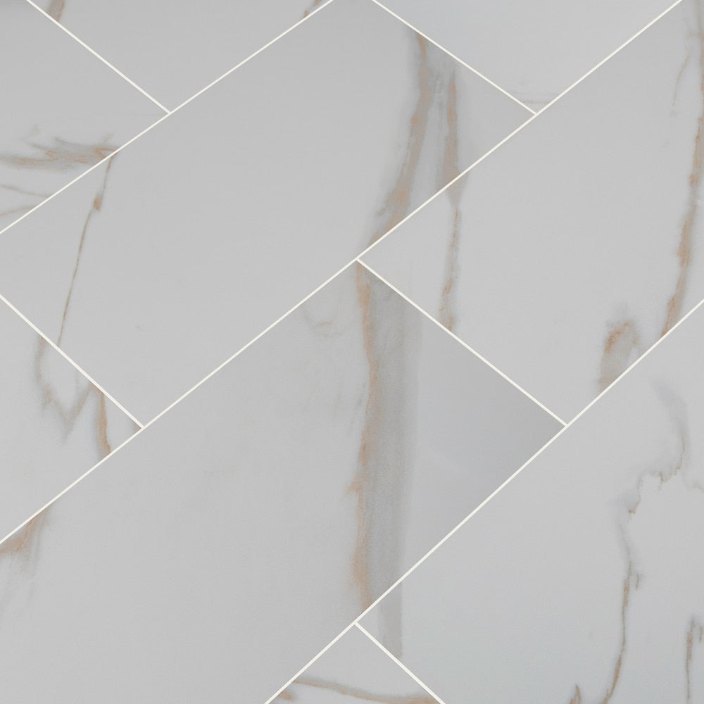 Take Home Tile Sample - Pietra Calacatta 4 in. x 4 in. Glazed Porcelain Floor and Wall Tile
