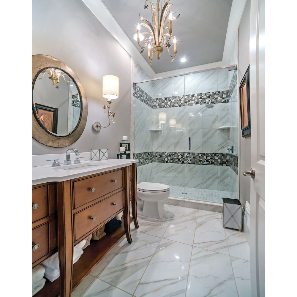 Take Home Tile Sample - Pietra Calacatta 4 in. x 4 in. Glazed Porcelain Floor and Wall Tile