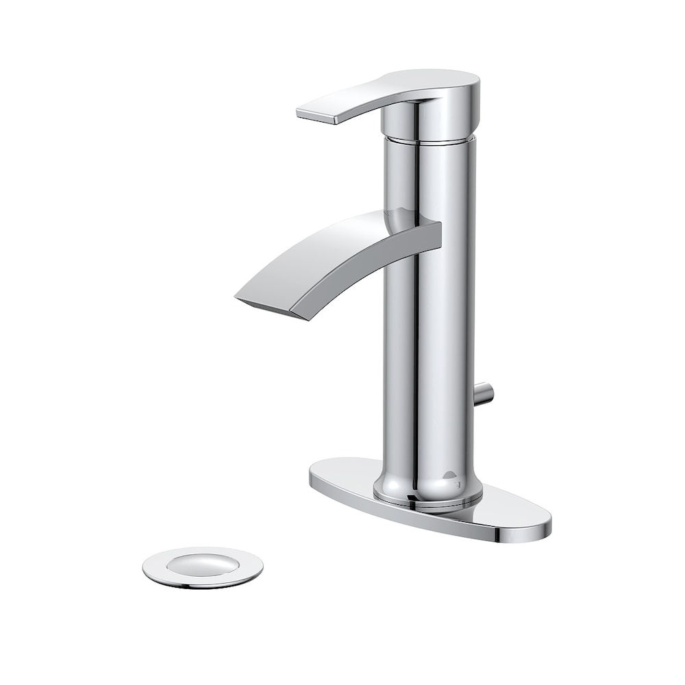 Robinet de salle de bain à poignée unique et trou unique en chrome poli