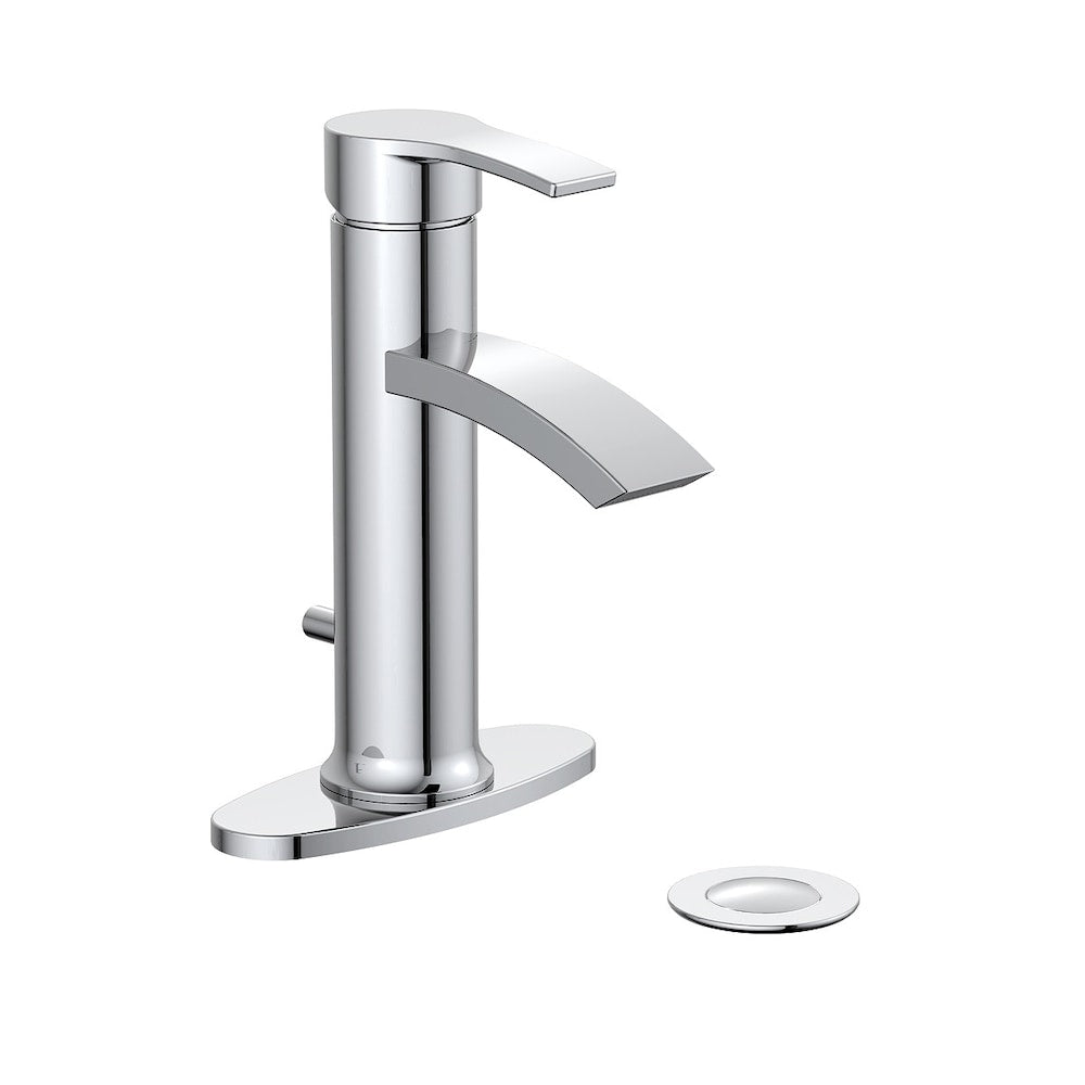 Robinet de salle de bain à poignée unique et trou unique en chrome poli