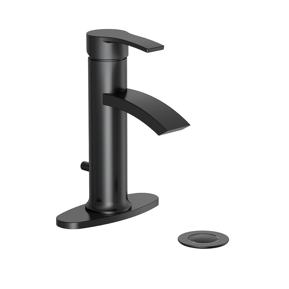 Robinet de salle de bain à poignée unique et trou unique en noir mat