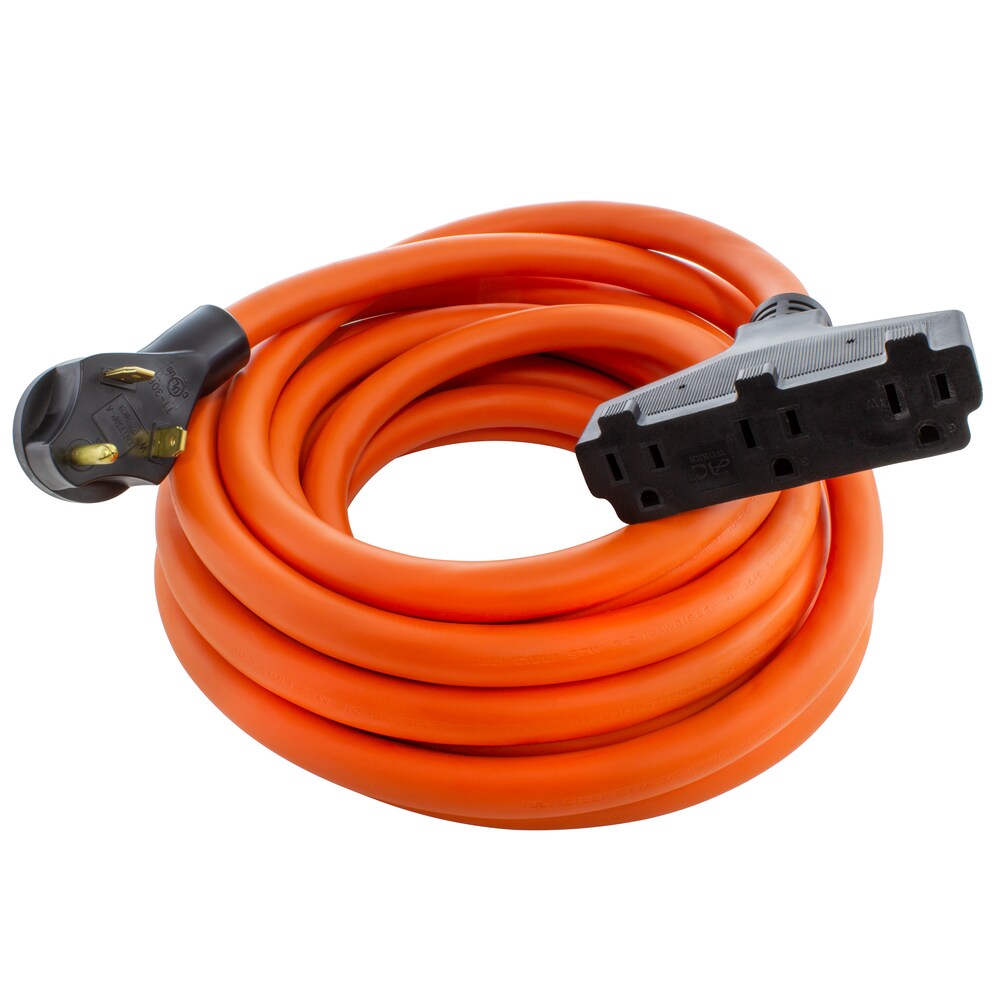 25ft 10/3 TT-30P RV/Generator 30A Plug to 3 Household Outlets