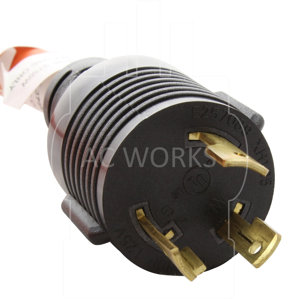 25ft L5-30P 30 Amp 3-Prong Generator Locking Plug to Household Tri-Outlets