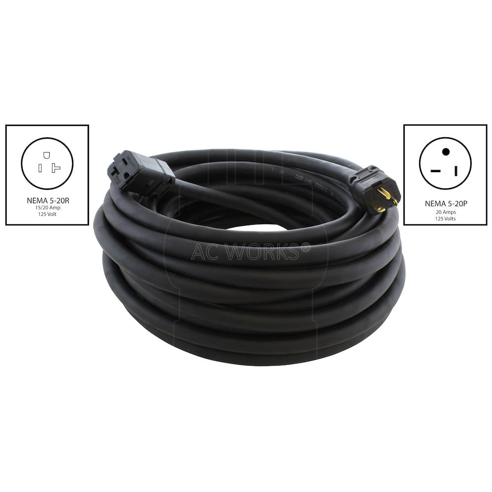10ft SOOW 10 Gauge 20A 125 Volt NEMA 5-20  Over Kill Super Duty Rubber Extension Cord