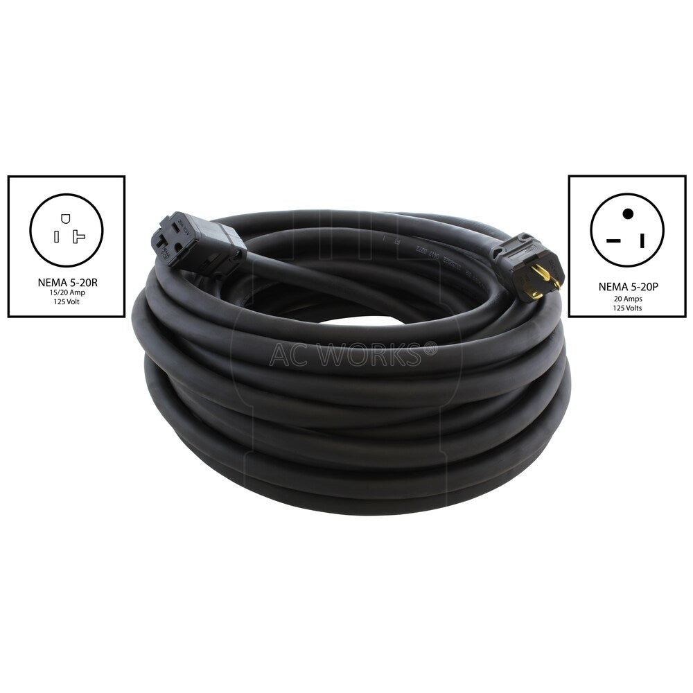 75ft SOOW 10 Gauge 20A 125 Volt NEMA 5-20  Over Kill Super Duty Rubber Extension Cord
