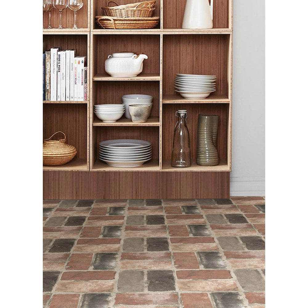 Carreaux de sol en vinyle adhésifs Harvard Brick Red 12 po x 12 po (20 pi2/boîte)