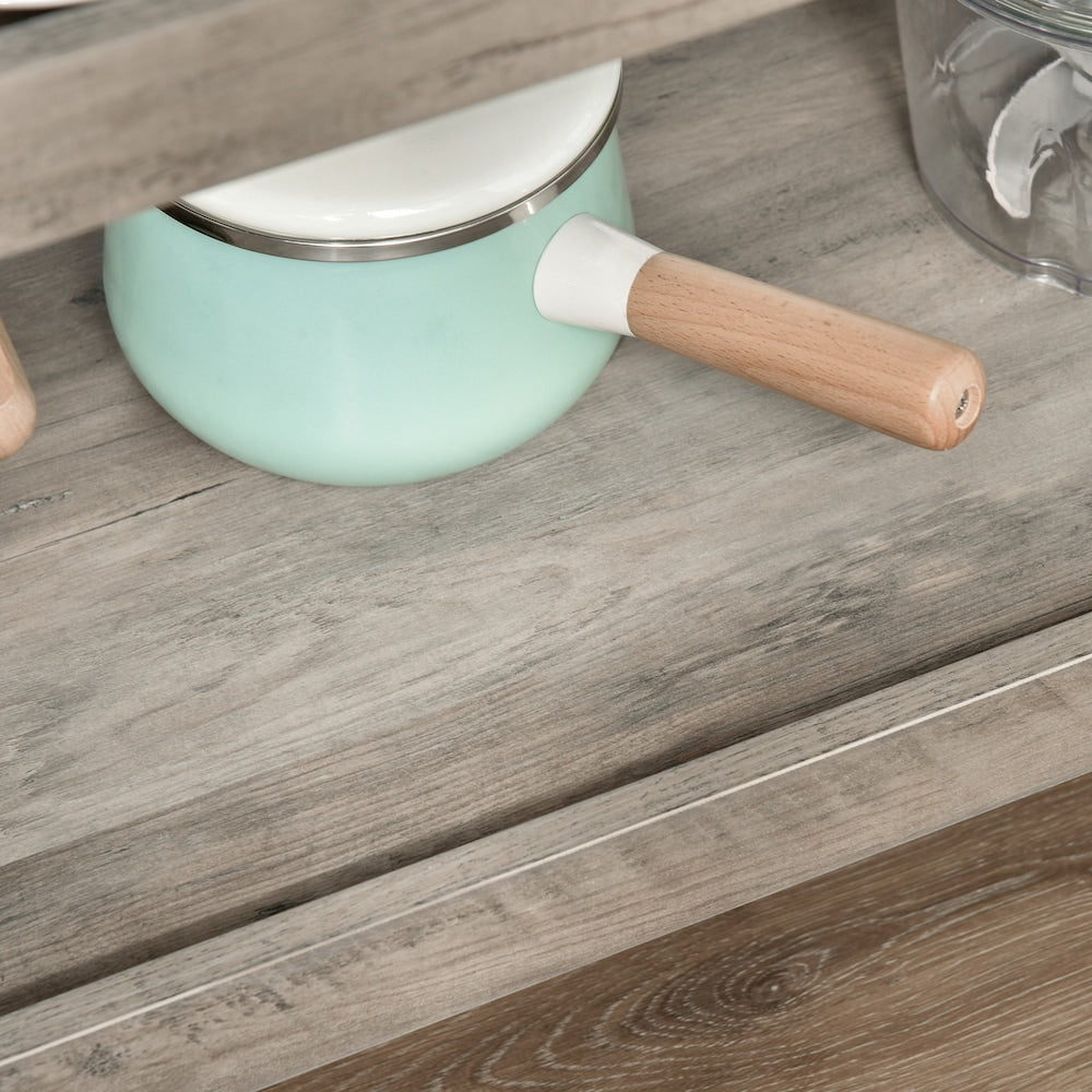 Chariot de cuisine à roulettes avec plateau en MDF de 42,5 pouces de largeur et îlot de cuisine avec chariot utilitaire et casier à vin en gris