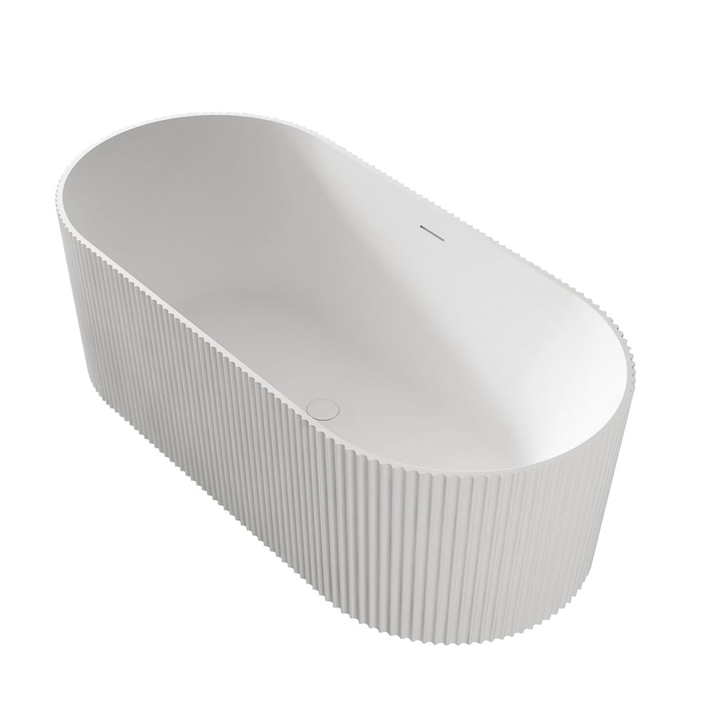 Florence 4.9 ft. Freestanding Oval Bathtub with Center Drain in Glossy White