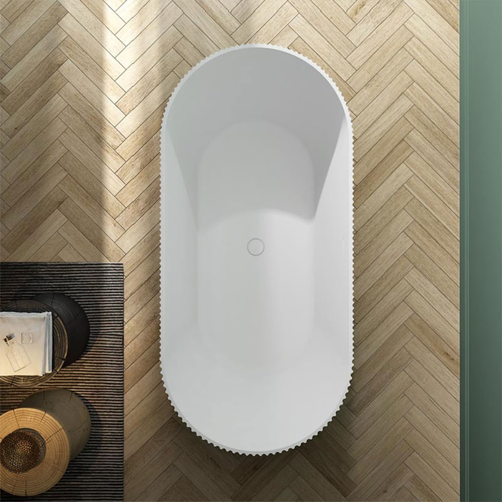 Florence 4.9 ft. Freestanding Oval Bathtub with Center Drain in Glossy White