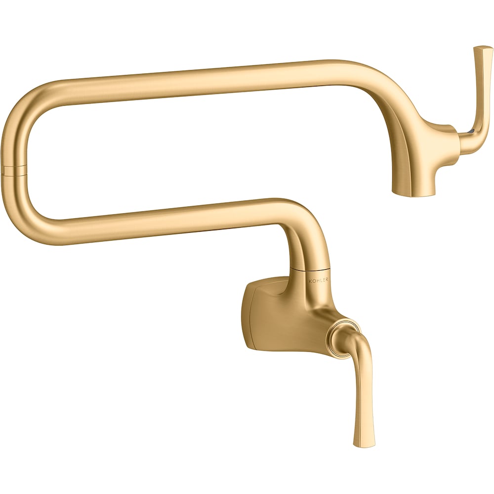 Graze Wall Mount Pot Filler Kitchen Faucet in Gold