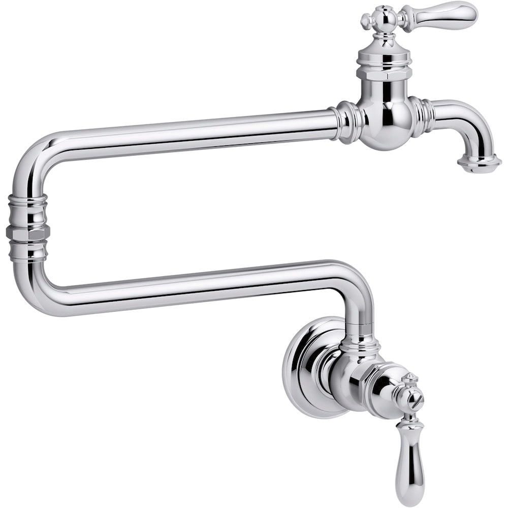 Artifacts Single-Hole Wall Mount Pot Filler Kitchen Sink Faucet Chrome