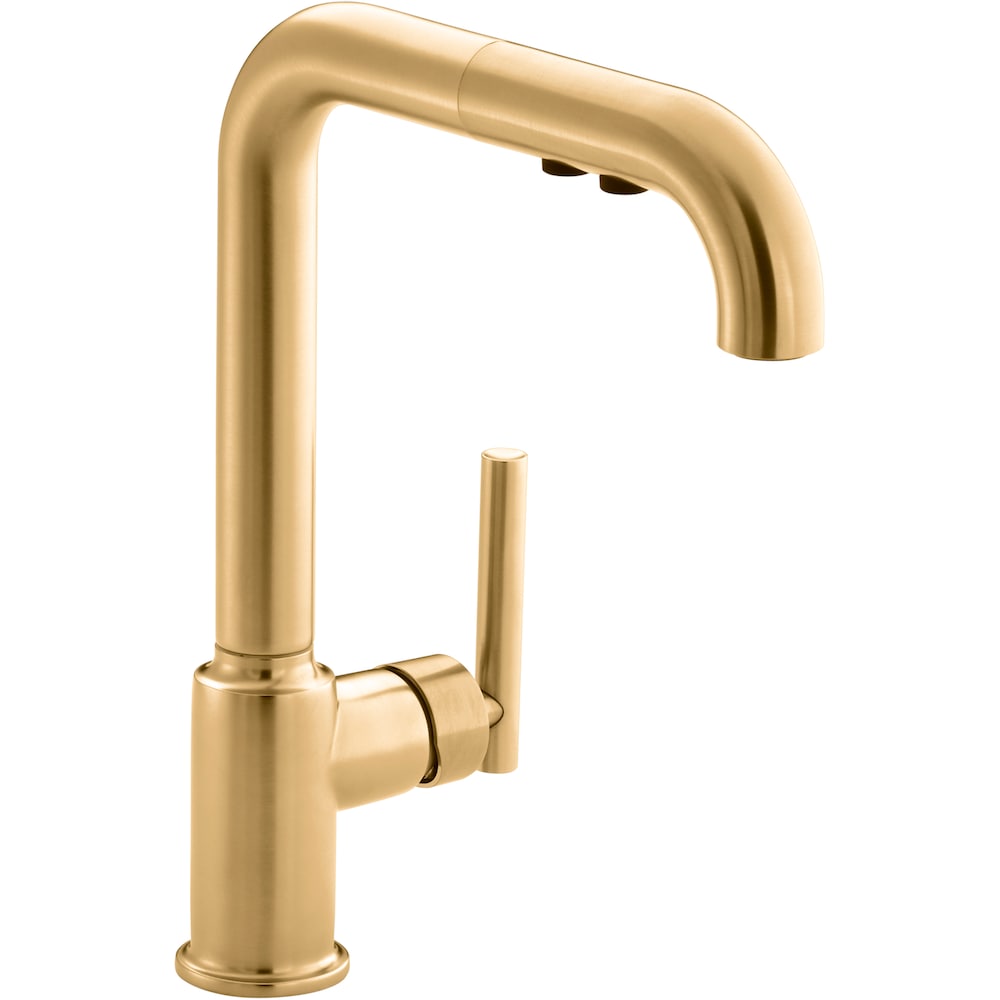 Purist Single-Handle Pull-Out Sprayer Kitchen Faucet in Gold