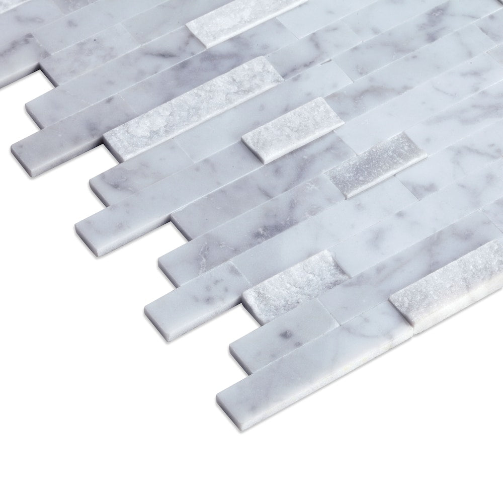 Échantillon à emporter - Carreaux autocollants en marbre Camarillo White 4 po x 4 po x 5 mm (0,11 pi2/unité)