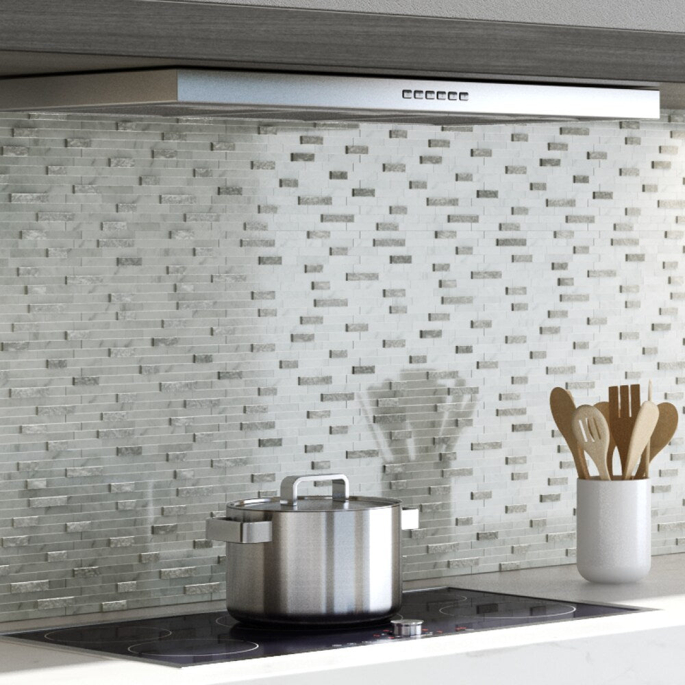 Échantillon à emporter - Carreaux autocollants en marbre Camarillo White 4 po x 4 po x 5 mm (0,11 pi2/unité)