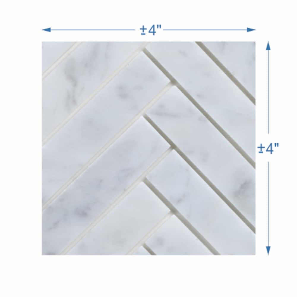 Échantillon à emporter - Carreaux autocollants en marbre blanc Oahu, 4 po x 4 po x 5 mm (0,11 pi2/unité)