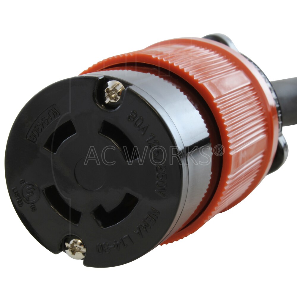 10ft 14-50P 50A Plug to L14-30R 4-Prong 30A Generator Locking Connector