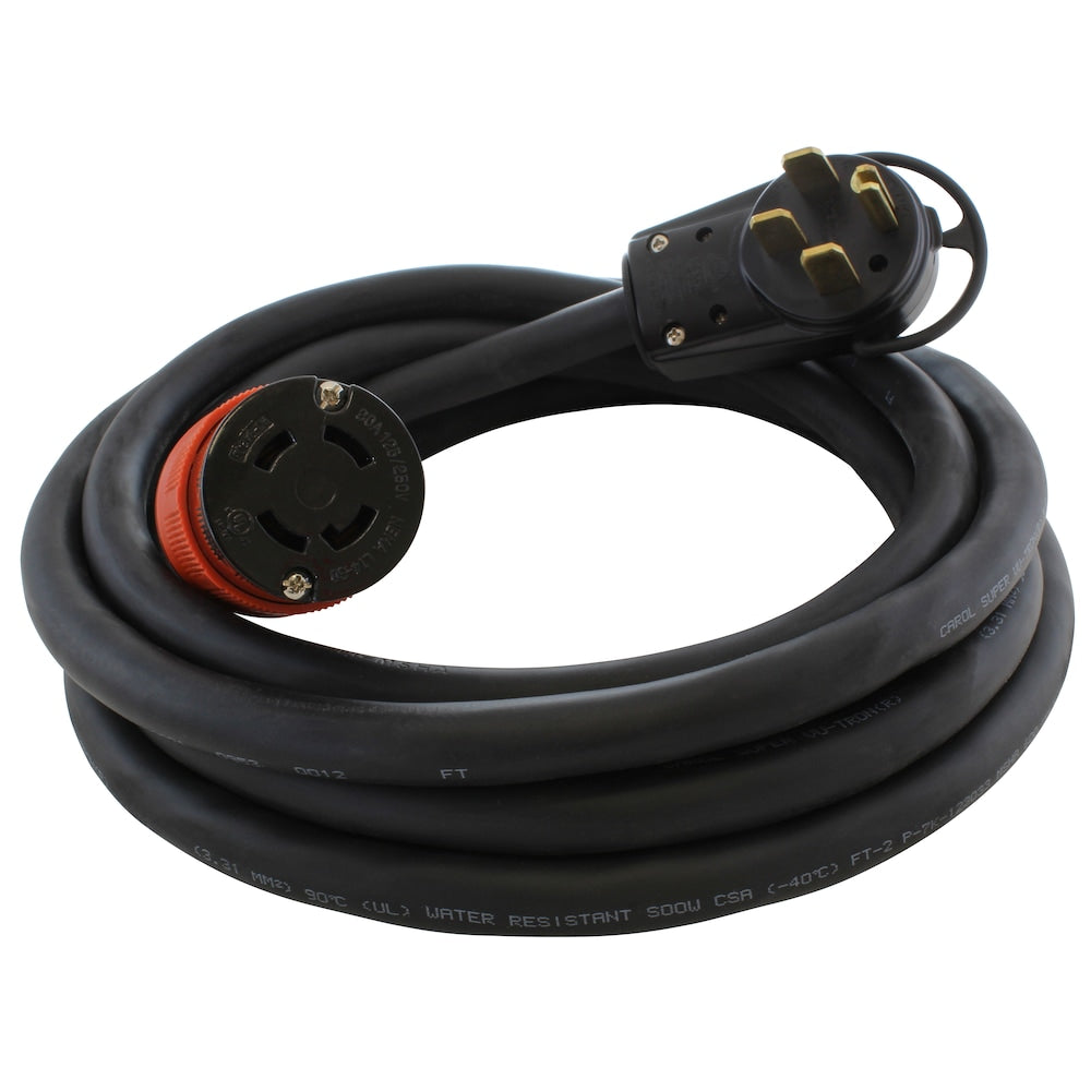 50ft 14-50P 50A Plug to L14-30R 4-Prong 30A Generator Locking Connector
