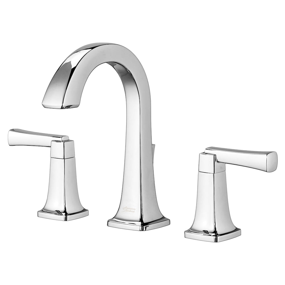 Robinet de salle de bain à arc élevé à 2 poignées Townsend (8 pouces) à large entraxe en chrome (valve et drain inclus)