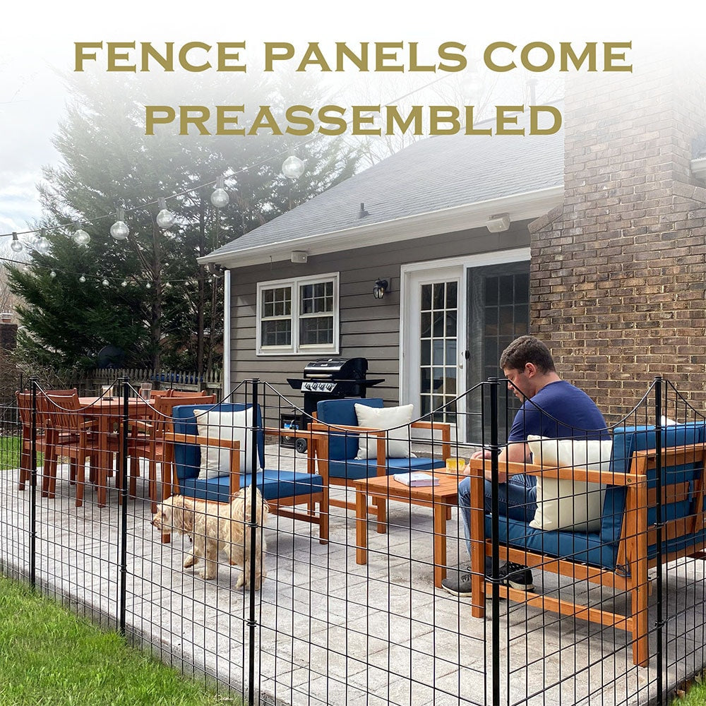 Garden Fence (39" Black Metal) No-Dig Zippity Outdoor Products WF29006 (5 Panels With Stakes)