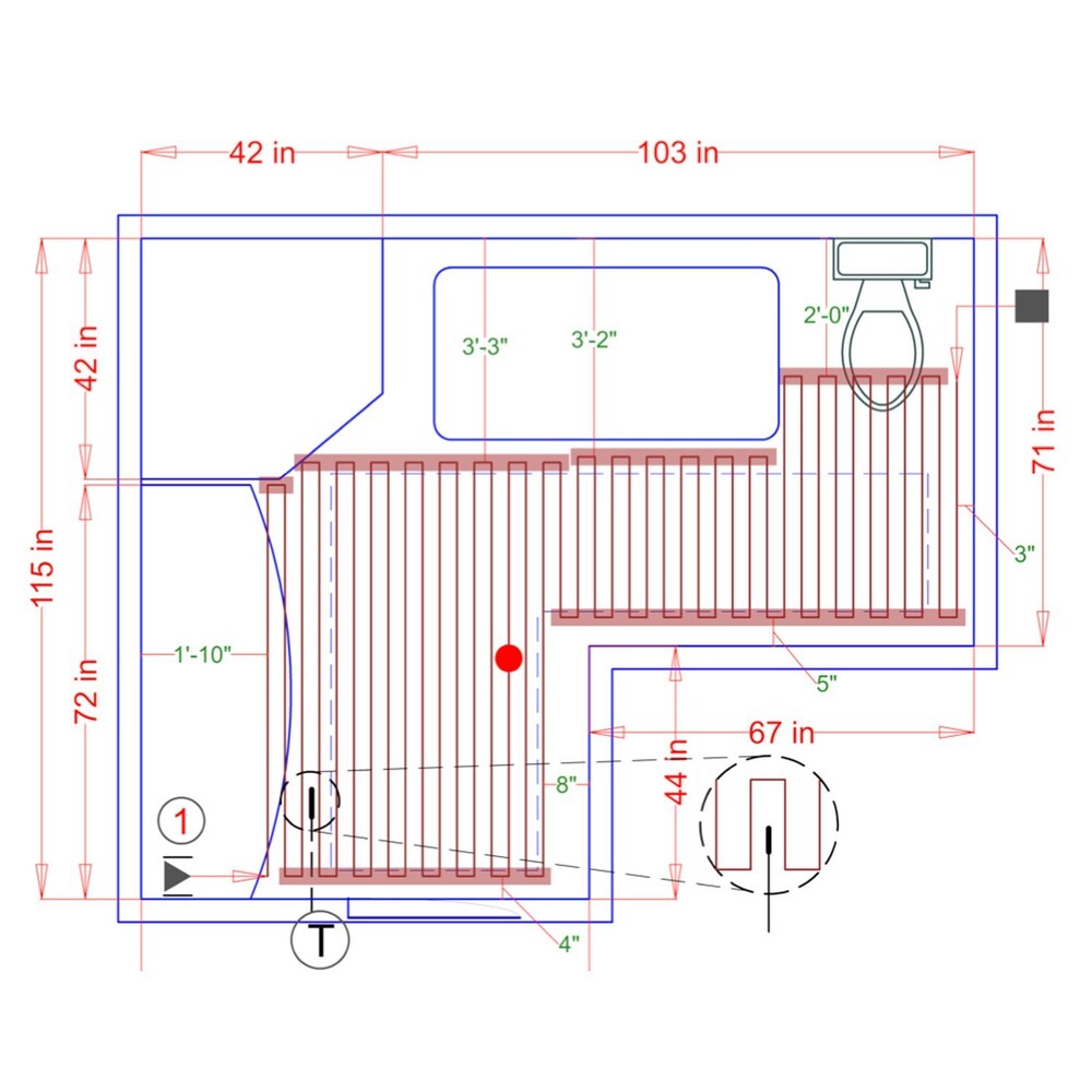 Kit de câble chauffant TempZone 120 V 180 avec thermostat tactile WiFi nSpire 45 pi2 pour carrelage, parquet et LVT