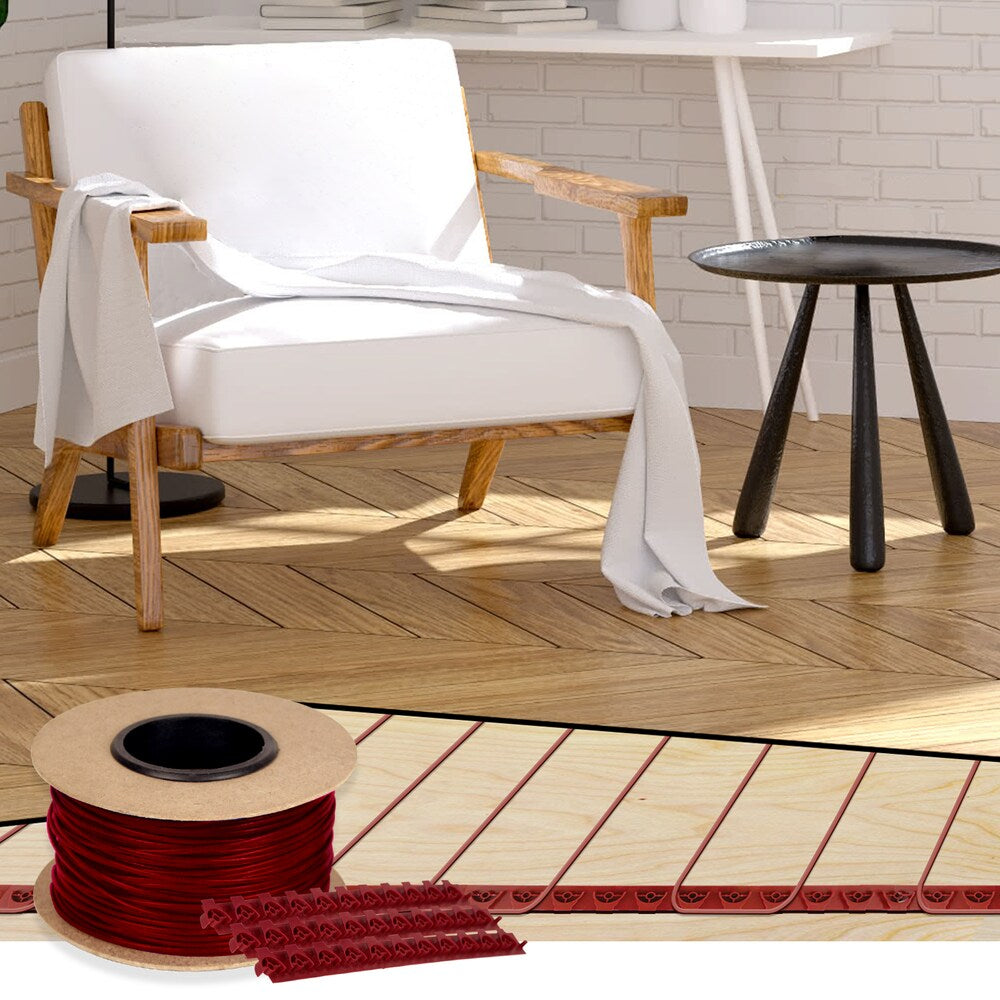 Kit de câble chauffant TempZone 240 V 355 avec thermostat tactile WiFi nSpire 89 pi2 pour carrelage, parquet et LVT