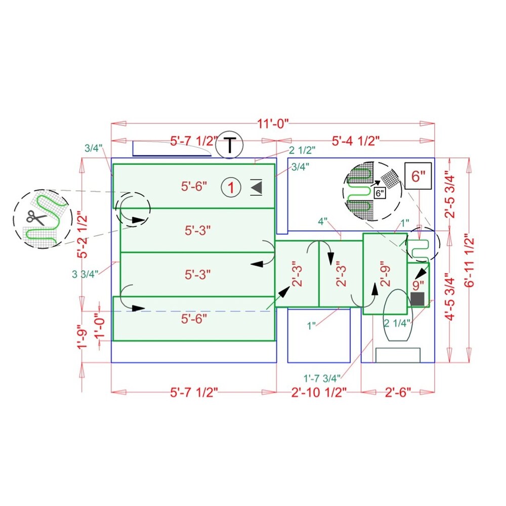 TempZone Heat Kit 120V Roll 1.5'x 30' with nSpire Touch Thermostat 45 SqFt for Tile Hardwood & LVT