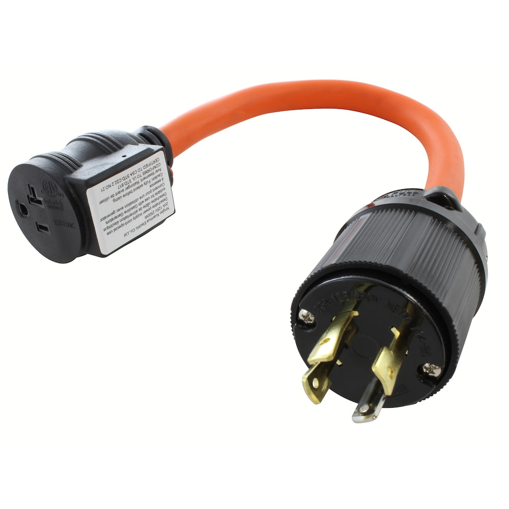 1.5FT 30A 4-Prong L14-30P Locking Plug to Household Outlet with 20A Breaker