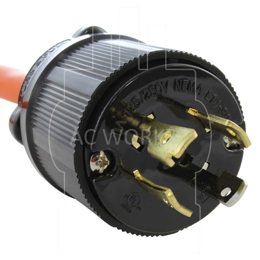 1.5FT 30A 4-Prong L14-30P Locking Plug to Household Outlet with 20A Breaker