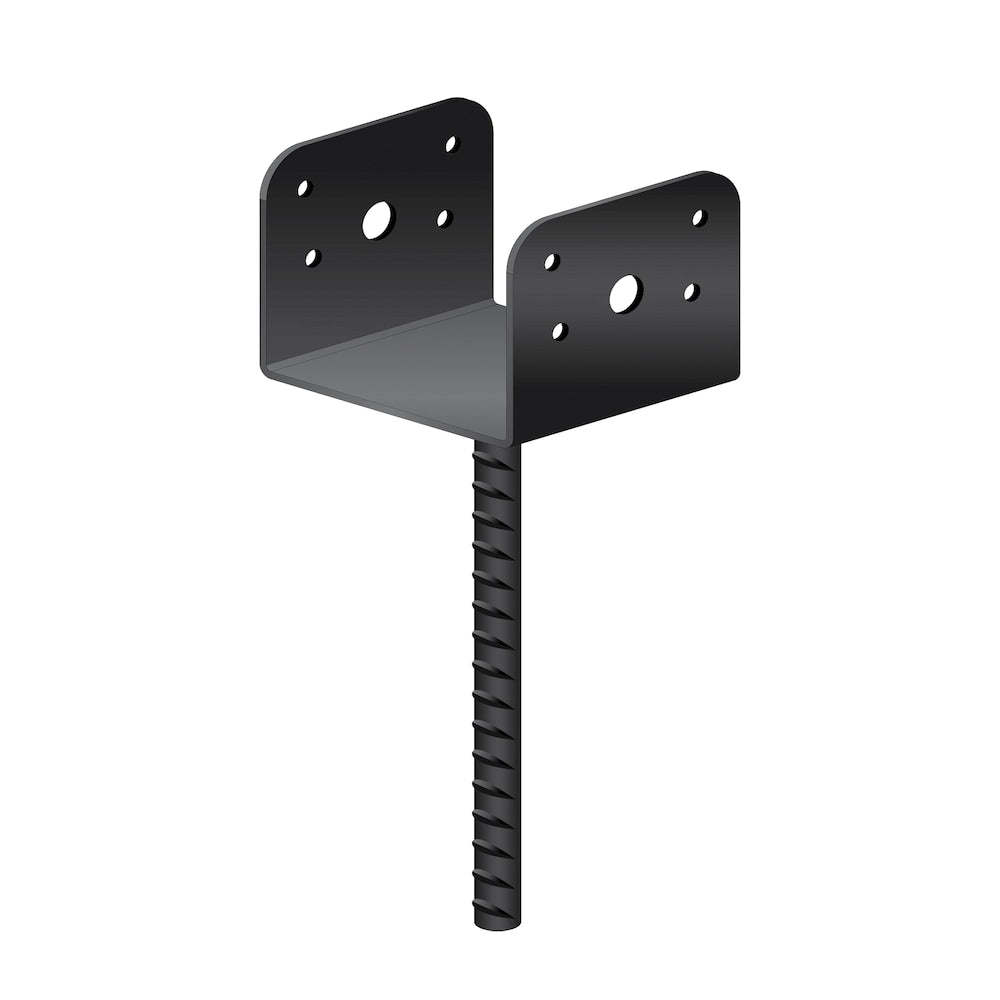 Support de poteau décoratif en acier galvanisé noir de 4 po x 4 po