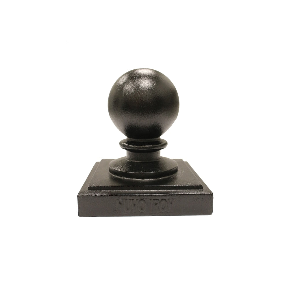 6 in. x 6 in. Black Aluminum Ornamental Ball Post Cap