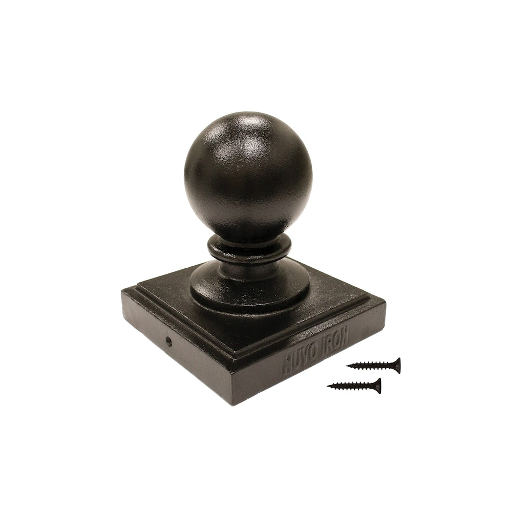 6 in. x 6 in. Black Aluminum Ornamental Ball Post Cap
