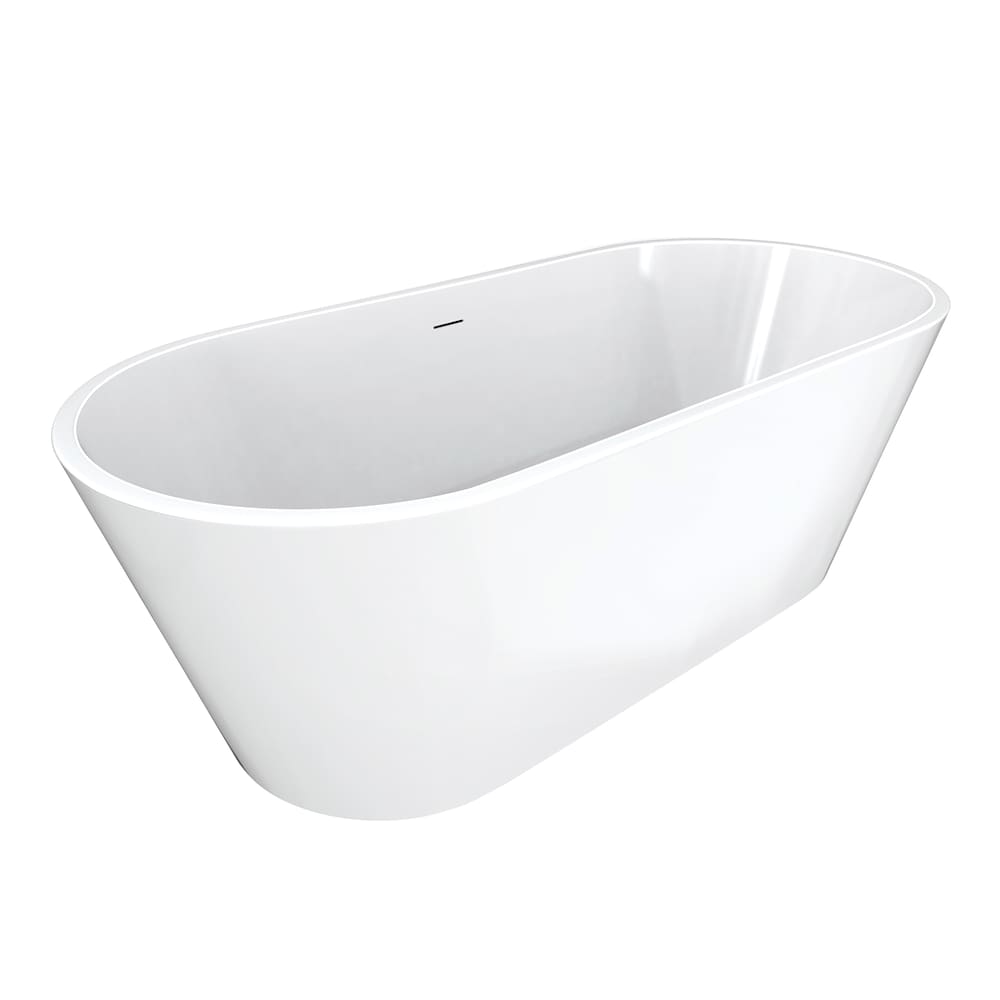 Cariso 67 in. L x 34 in. W x 23 in. H 1-Piece Acrylic Oval, Centre Drain, Freestanding Bathtub in White with 14-inch Soaking Depth