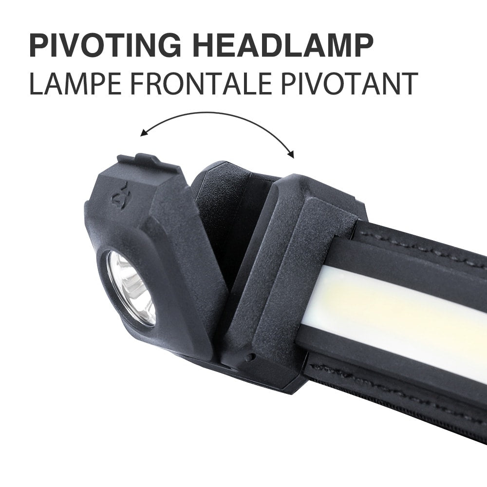 Lampe frontale mince à double faisceau de 350 lumens