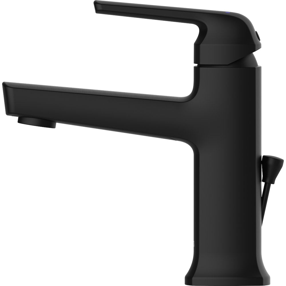 Robinet de lavabo de salle de bain à poignée unique à trou unique Uxbridge à débit standard, montage sur pont, noir mat