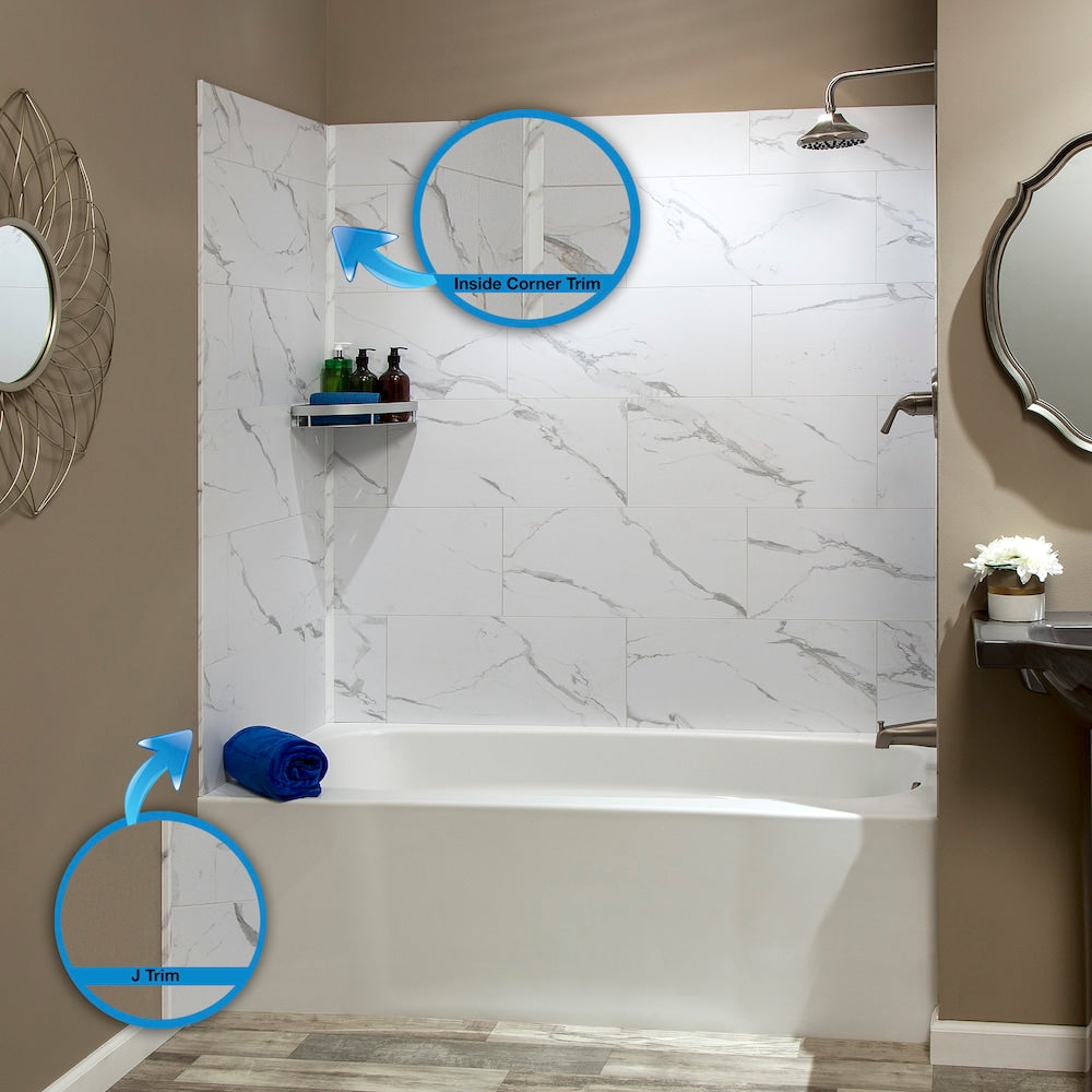 Palisade Carrara Marble Vinyl 0.93-inch x 94-inch x 0.93-inch Molding Trim Kit, 3.66 sq ft