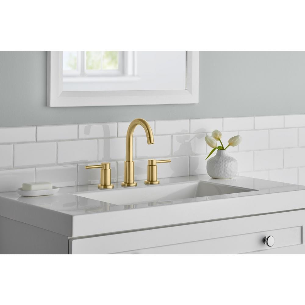 Dorind 8-inch Widespread 2-Handle High-Arc Bathroom Faucet in Matte Gold