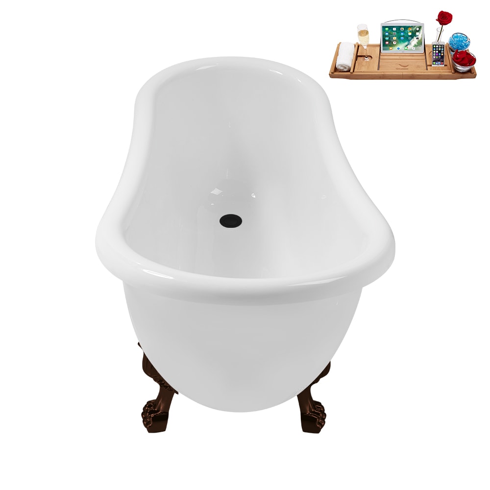 Baignoire ovale en acrylique sur pattes de 53 pouces N488ORB-IN-BL et plateau en blanc brillant avec drain réversible