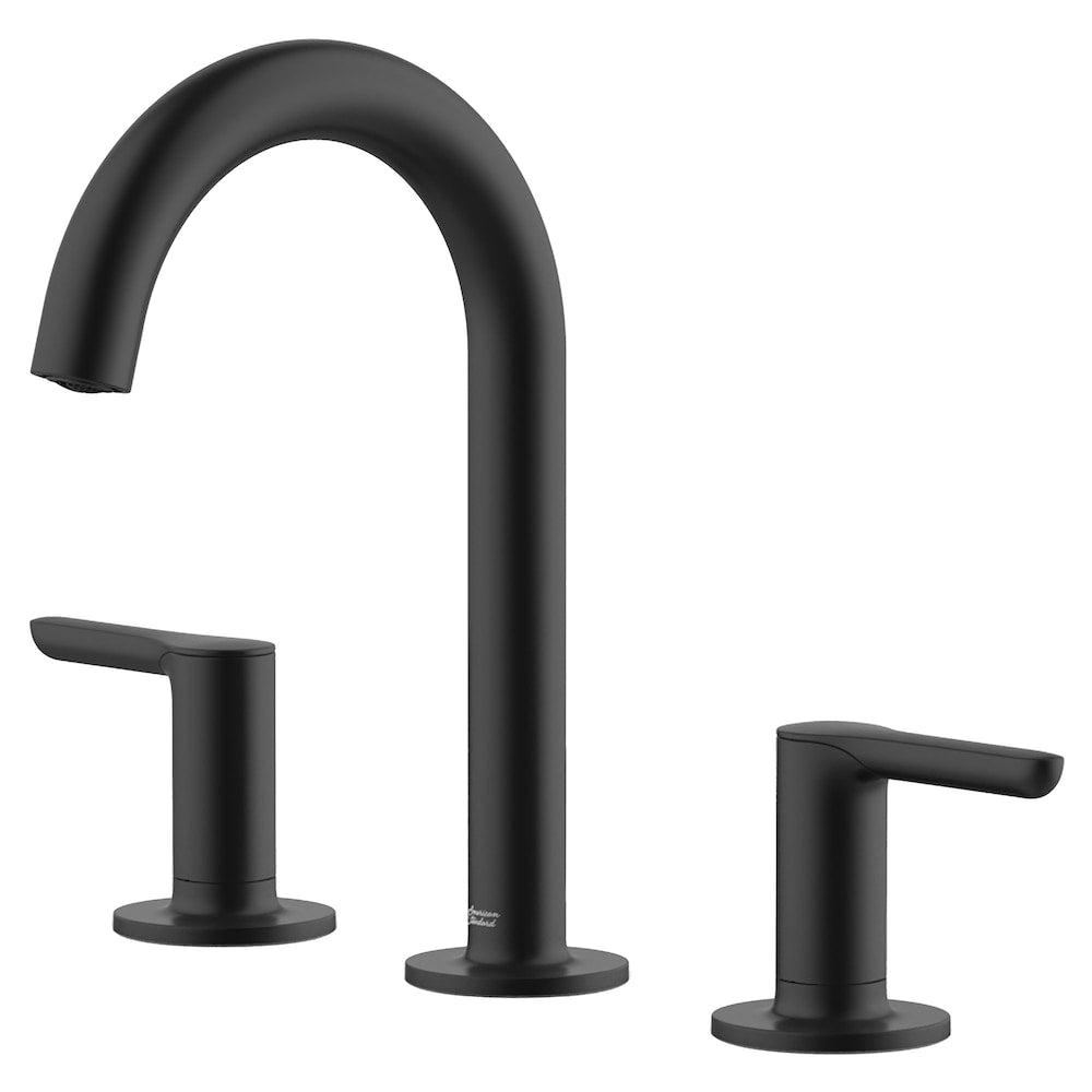 Robinet de lavabo de salle de bain à 2 poignées Studio S Centerset (8 pouces) en noir mat (valve et drain inclus)