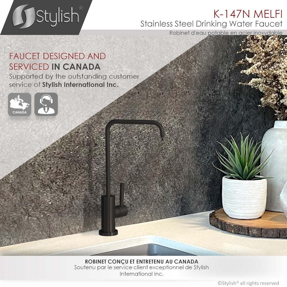 Kitchen Sink Drinking Water Tap Faucet in Stainless Steel Matte Black Finish