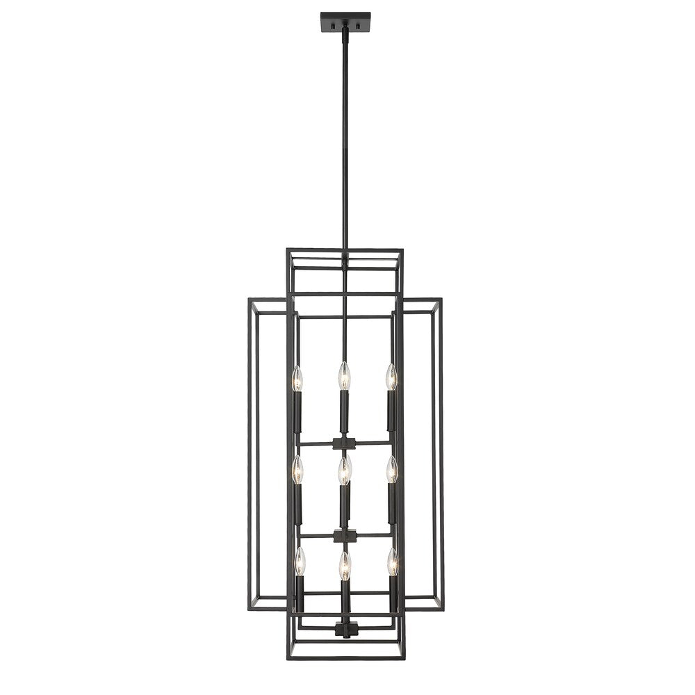 Suspension contemporaine à 12 lampes Z-Lite Titania en noir mat