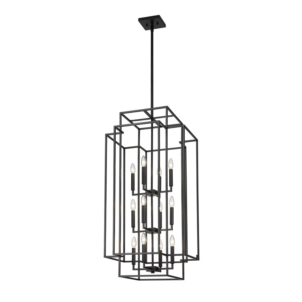 Suspension contemporaine à 12 lampes Z-Lite Titania en noir mat