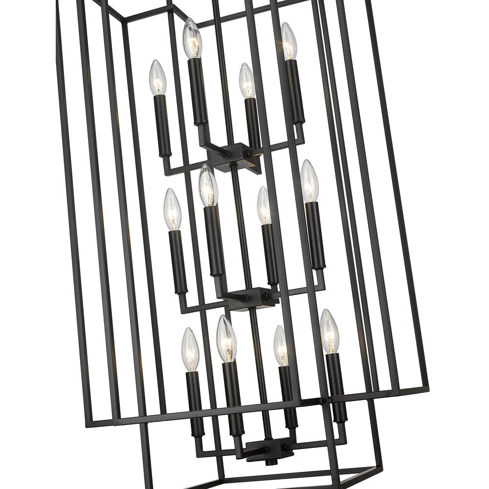 Suspension contemporaine à 12 lampes Z-Lite Titania en noir mat