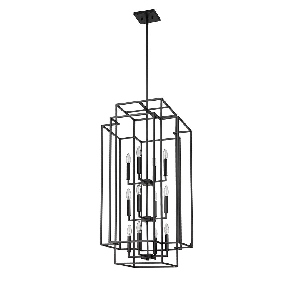 Suspension contemporaine à 12 lampes Z-Lite Titania en noir mat